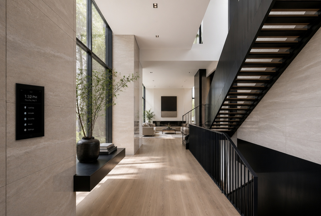 Modern luxury Toronto home featuring integrated smart technology and architectural design by Amista Homes