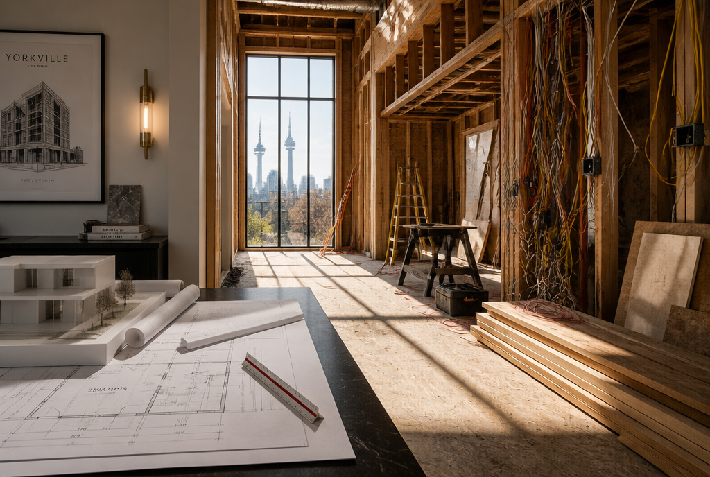 Architectural custom home design blueprint with hidden conflict of interest markers