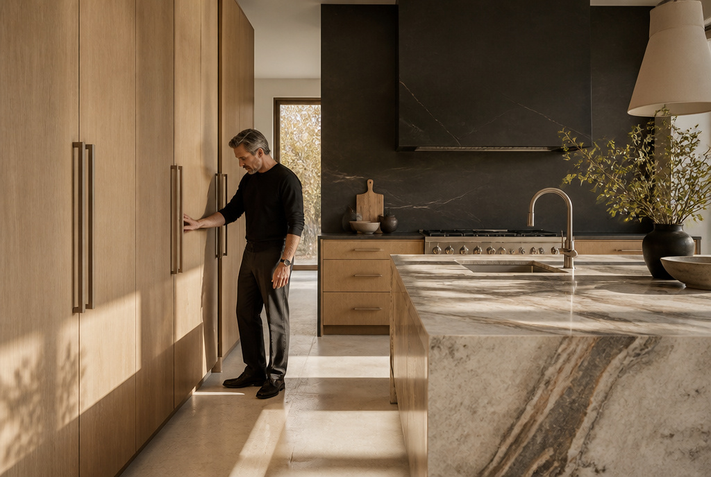 A refined modern kitchen in Toronto featuring custom architectural design and enduring structural craftsmanship.