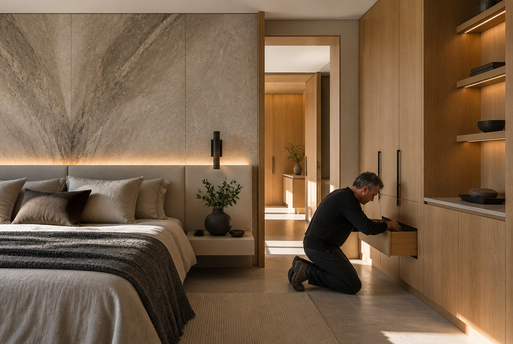 Smart bedroom design in Toronto custom homes with refined architectural technology