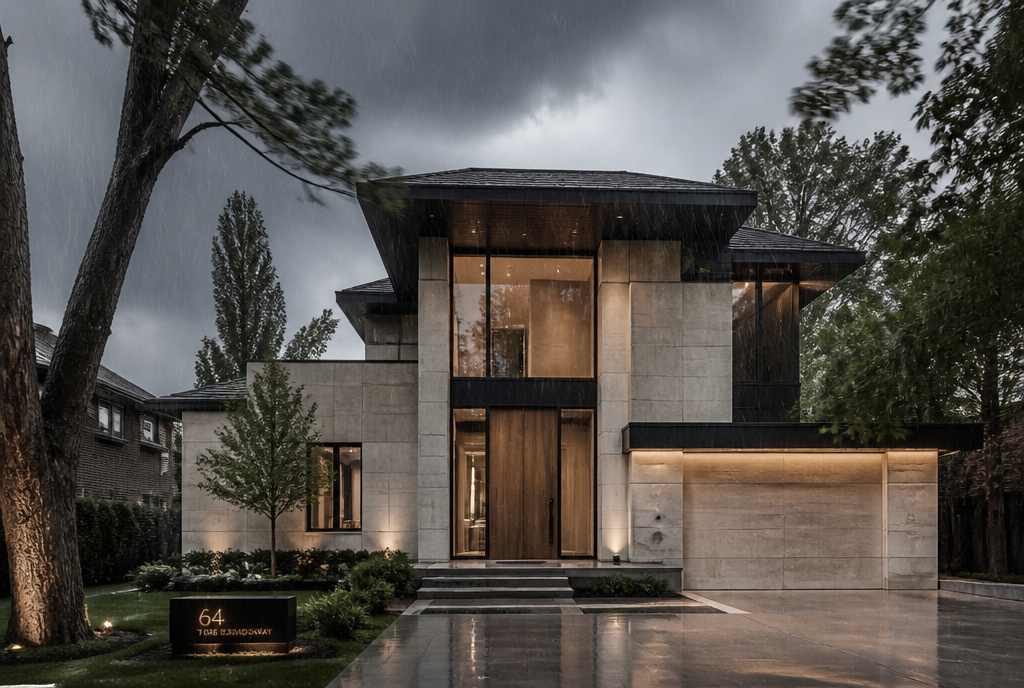 Storm-resilient Ontario home design featuring durable materials, drainage planning, and climate-ready construction