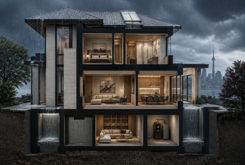 Toronto home vulnerable areas during storms, including roof, windows, basement, and foundation